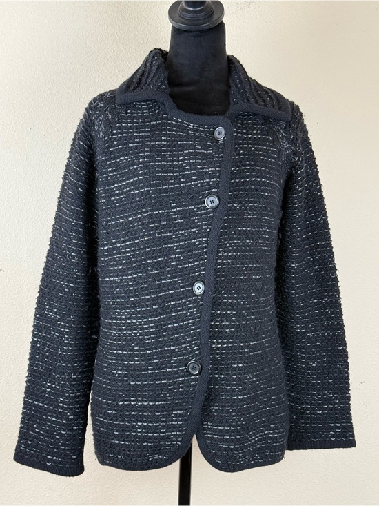 Hugo Boss Sweaters - Hugo Boss wool mohair knitted sweater cardigan medium black silver